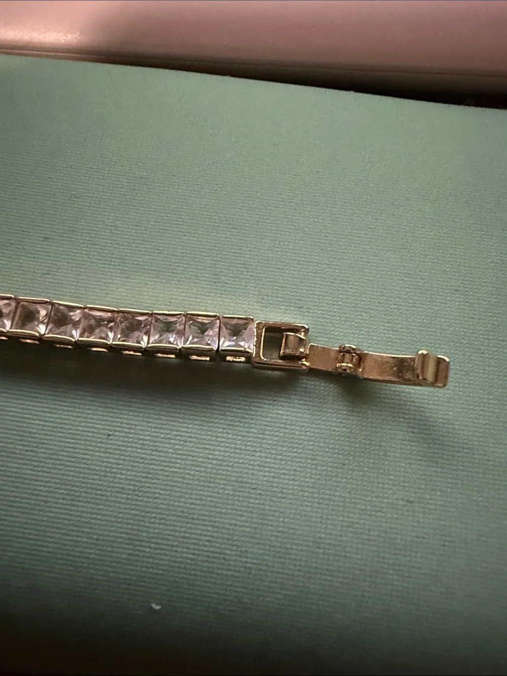 Gold Tone Tennis Bracelet with Clear Stones - Monet